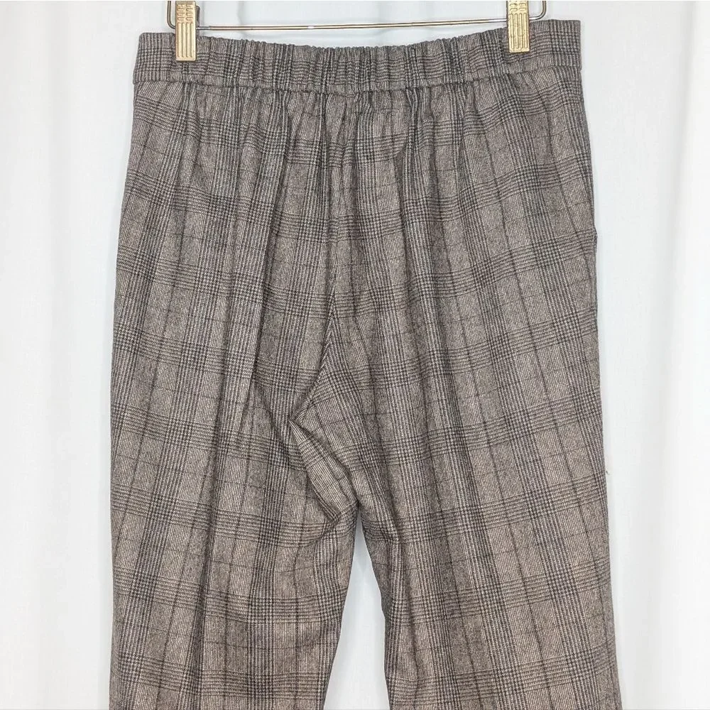 Aritza Babaton Cohen Pant Italian Wool Cashmere Plaid Pleated Pull On Trouser